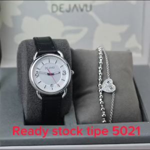 Jam tangan wanita DEJAVU 5021 boxset free kalung water resist Original