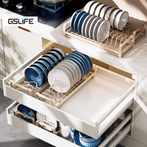 GSLIFE Rak Piring Tanpa Instalasi Rak Piring Minimalis Rak Cuci Piring Multifungsi Dengan Baki Pembuangan