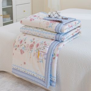 A-Class Pure Cotton Summer Quilt 100% Cotton Air Conditioner Quilt Thin Summer Blanket Washable Core Breathable Skin-Friendly