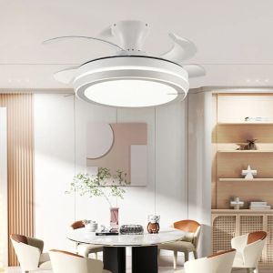 Modern Ceiling Light With Fan Invisible Blade Ceiling Fans Lamp Remote Control For Bedroom Indoor Decorate Lighting