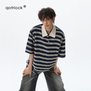 QOTRIOCK | Causal Breathable Stripe Polo Short Sleeve T-shirt