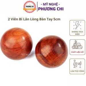 Combo 2 Quả Bi Lăn Tay Mát Xa Gỗ Hương Đỏ (Size: 5cm) Giảm Nhức Mỏi Bàn Tay | Mỹ Nghệ Phương Chi