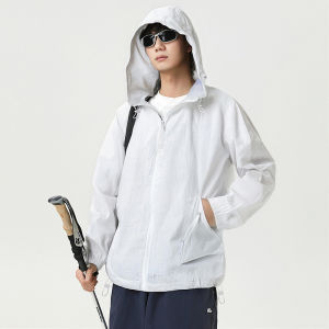 MiiOW | Cat Man Mens Outdoor Summer Ice Sensation Loose Fit Hooded Sun Protection Clothing Breathable Skin Shirt For Couples