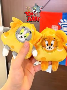 พวงกุญแจตุ๊กตาทอมและเจอร์รี่ชีสแท้ จี้กระเป๋านักเรียนคู่รักแมวทอมสุดน่ารักลายการ์ตูน