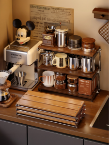 Foldable Wooden Storage Shelf for Cups and Coffee Gear