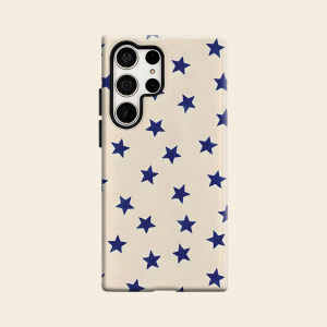 Cream Navy Star Dot Luxury Fashion Full Lens Protective Case for Samsung Galaxy S26 S25 S24 A56 A36 Plus Ultra