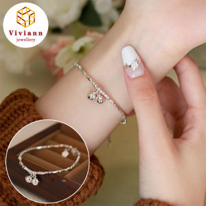 Viviann Original Design New Fashion 925 Sterling Silver Bell Pendant Bracelet Beads Exit Simple Women Bracelet Fine Jewelry Accessories Silver Bracelet 1.5mm Shiny Bracelet For Your Woman Water Jewelry Gift