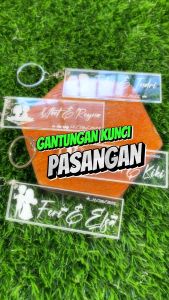 GANTUNGAN KUNCI AKRILIK CUSTOM NAMA PASANGAN SOUVENIR PERNIKAHAN SEHARI JADI TANPA MINIMAL ORDER