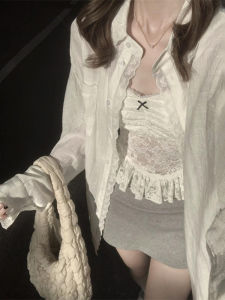 Áo Vest Không Tay Màu Trắng Viền Ren Thanh Lịch Dành Cho Nữ Áo Lót Ngực Bên Trong Áo Khoác Ngoài Mùa Hè Thường Ngày