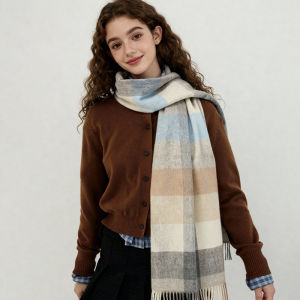WANWUSHENG | 100 Pure Wool Fashion Warm Plaid Scarf
