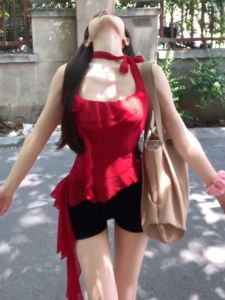 CHANGTONG | เสื้อกั๊กสายเดี่ยวสไตล์ไทย แขนกุด คอวี ทรงเข้ารูป สำหรับผู้หญิง ฤดูร้อน 2024 เสื้อผ้าทำงาน ลำลอง สีสันสดใส เสื้อผ้าทำงาน