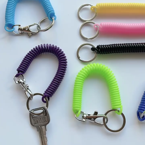 5PCS Multicolor Retractable Keychain with Anti-Theft Spiral Spring Cord