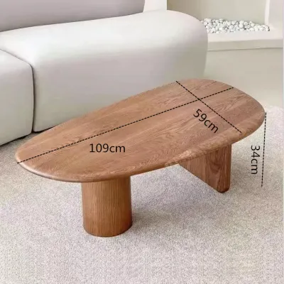 GOOFANSER | Irregular Round Simple Modern Luxury Wooden Coffee Table Oak