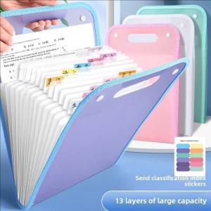 Large-Capacity 13-Compartment Vertical Storage Bag A4 Multi-Functional Storage Folder Macaron Color Accordian Document Organizer Portable Accordion File Bag for Classroom Home Office