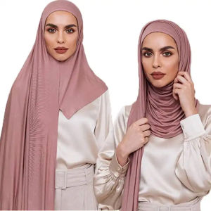Ready to Wear Premium Instant Cotton Jersey Hijab Good Stitch Stretchy Jersey Scarf Plain Muslim Shawls Turban HeadWraps