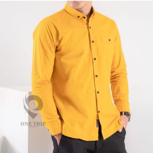 Baju Kemeja Polos Pria Lengan Panjang Bahan Formal Kasual Katun Sigaret Kerah V-Neck Slimfit Lembut Nyaman