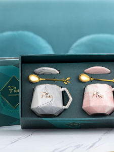 Cốc Cà Phê Bằng Gốm Sáng Tạo Dành Cho Cặp Đôi Nam Nữ Cốc Đựng Nước Có Nắp Cốc Đựng Cà Phê Ngày Lễ Tình Nhân Bao Bì Quà Tặng