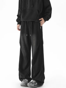 Quần Nỉ Nam Mùa Đông Dày Lót Lông Cừu Phong Cách Mỹ Quần Dài Thể Thao Thường Ngày Ống Đứng Quần Dài Ống Rộng Cạp Vừa