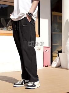 MKShop Korean Ice Silk Pants Mens Four Side Elastic Stretchable Thin Versatile Straight Tight Mens Sports Pants [8819]