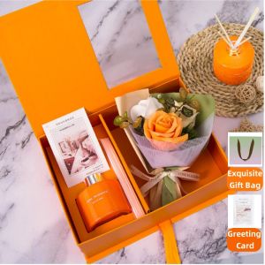 MeetYou Aromatherapy Bottle and Rose Flower Reed Diffuser Home Decor and Office Decor Perfume and Gifts Perfume Fragrance Flower Bundle Set