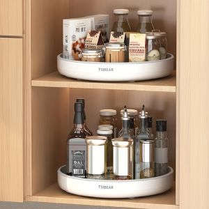 Rotating Spice Rack Organizer Kitchen Countertop Storage Tray 360 Degree Round Lazy Susan For Pantry Bottles Jars Produce Box