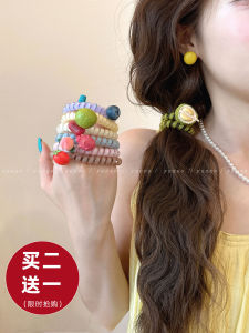 ยางรัดผมทรงโทรศัพท์มือถือผลไม้สุดน่ารัก ยืดหยุ่นสูง ทนทาน ไม่ทำลายเส้นผม ยางรัดผมสำหรับผู้หญิง ยางรัดผมแบบใหม่ 2025