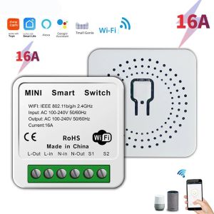 สวิตช์ Tuya Mini 16A WiFi ควบคุมผ่านแอป Smart Life ควบคุมได้ 2 ทาง โมดูลอัตโนมัติสำหรับบ้านอัจฉริยะ ใช้งานร่วมกับ Alexa และ Google Home