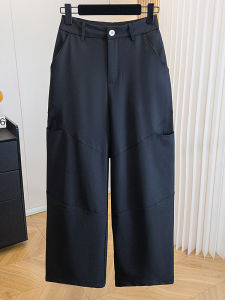 Summer 2025 High Waist Black Straight Leg Pants Womens Casual Elastic Pear Shape Body Fit Simple Style Cotton Denim Jeans