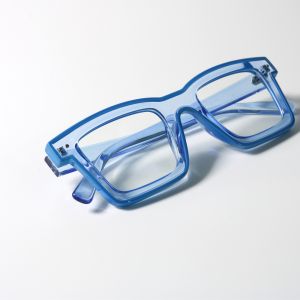 Fluorescent Green Square Frame Glasses Anti-Blue Light Thick Black Frame Neon Light Elements Myopia Punk Flat Light Glasses