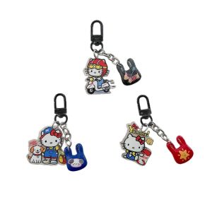Cute KT cat acrylic figurine mobile phone chain pendant gift cartoon car keychain decoration womens backpack hanging chain