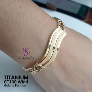 Gelang Ori Titanium Wanita Model Peneng Motif Wind Blows Elegan Mewah Anti Karat Cocok dipakai kapan saja gt100