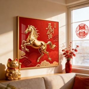 Red Celebratory Horse Year Decorative Painting