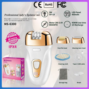 Kemei 3-in-1 Electric Hair Removal Device Rechargeable Battery Digital Display Womens Hair Removal Device Dead Skin Grinding Device