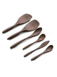 Black Walnut Japanese-Style Household Eating Small Wood Spoon Long Handle Log Stirring Spoon Handmade Rice Spoon Wooden Cute Spoon