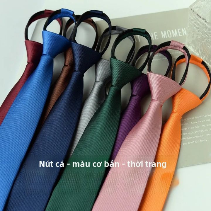 Cà Vạt Nam Màu Trơn Chất Liệu Polyester Không Cần Thắt, Kiểu Dáng Học ...