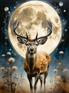 Huacan 5D DIY Diamond Painting Moon Night Spotted Deer Diamond Mosaic Animal New Collection Decorative Paintings Craft Kit