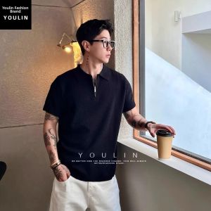 YOULIN | Old Money Style White Summer Texture Polo Shirt