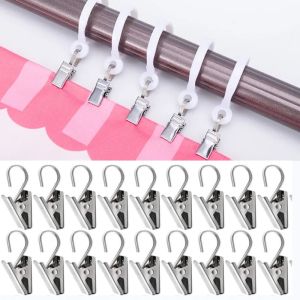 50/100pcs Stainless Steel Curtain Rod Clips High Quality Tie Backs for Curtains Mini Strong Window Shower Curtain Rings Clips