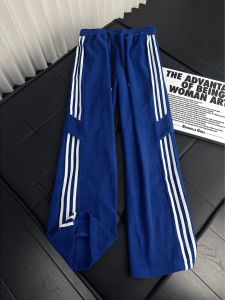 ZHUOCAN | Mens Blue Striped Sports Pants Straight Flare
