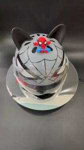 Nón bảo hiểm trẻ em hình siêu nhân SPIDERMAN gắn sticker 3D chính hãng công ty Long Thanh đạt chuẩn an toàn giao thông