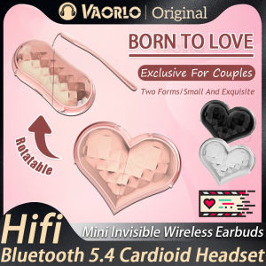 VAORLO New Fashionable Bluetooth Wireless Headphone Heart Shaped TWS Headset Womens Heart Shaped In-Ear Earbuds Couple Earphone Presen