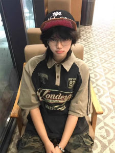 Áo Thun Polo Nam Cổ Polo in Chữ Phong Cách Retro Cổ Điển Mỹ in Hình Chữ Màu Tương Phản Tay Ngắn Chất Lượng Cao Thoáng Khí Mùa Hè