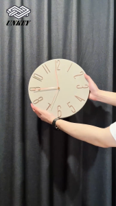 Sleek Silent Wall Clock Embossed Numbers Living room modern mute clock 12inches
