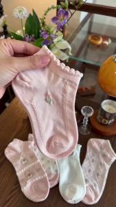 Dreamlikelin 5pairs Cute Cat Pattern Women Socks Thin Spring Summer Japanese Style Stylish Pink Ankle Socks