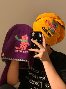 Cute Cat Hair-Drying Cap Female Super Water-Absorbing and Quick-Drying Thickened Bag Hair Towel Adult Student Scrub Head Shower Cap