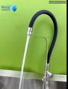 Vòi Rửa Chén Lạnh rút dây Inox 304 Rina RN6003 cao cấp - Cần Vòi Silicon Mềm Dẻo siêu bền Điều Chỉnh Hướng Dễ Dàng Lấy Nước Mọi Góc Độ