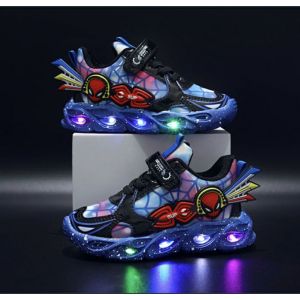 Sepatu Sneakers Spiderman Lampu LED Anak 1 2 3 4 5 6 Tahun Keren Lucu/ Sepatu Kets Sport Import Anak Cowok Cewek Motif Laba-Laba/ Sepatu Tali Import LED Nyala Anak Prewalker Batita Balita Spider/ Sepatu sekolah anak tk sd paud fashion shoes kids Casual OK