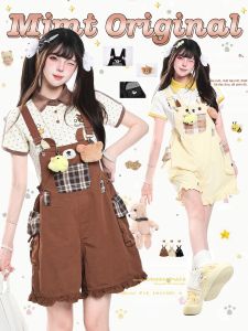 Quần Short Caro Thêu Gấu Đáng Yêu Nữ Mùa Hè