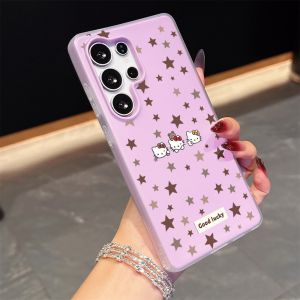 Sanrio | Brown Star Hello Kitty Phone Case For Galaxy S26 S25 S24 S23 S22 S21 Ultra Plus FE Galaxy A56 A55 A54 A37 A34 A36 A35 5G Cover
