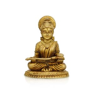 Brass Annapurna Devi Idol 6cm Antique Golden Finish Handcrafted Statue for Temple Home & Office Decor Spiritual Idol of Goddess Annapurna for Pooja